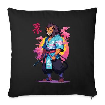 Conception esthétique Samurai Cat Vaporwave - Housse de coussin décorative 45 x 45 cm - noir - Devant