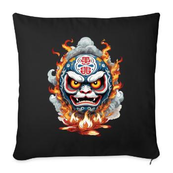 Japanischer Daruma und Dämon Vintage Design - Sofakissenbezug 45 x 45 cm - Schwarz - Vorne