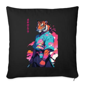 Tiger Yokai Vaporwave Aesthetic Samurai Kunst - Sofakissenbezug 45 x 45 cm - Schwarz - Vorne