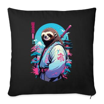 Esthétique Samouraï Paresseux Style Vaporwave - Housse de coussin décorative 45 x 45 cm - noir - Devant