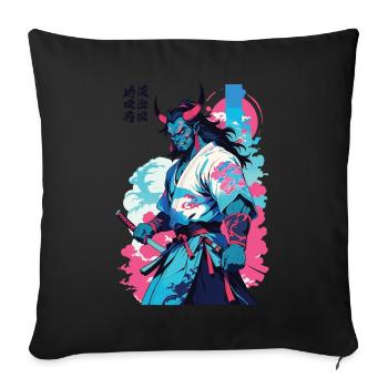 Samouraï Oni Yokai Esthétique Style Vaporwave - Housse de coussin décorative 45 x 45 cm - noir - Devant