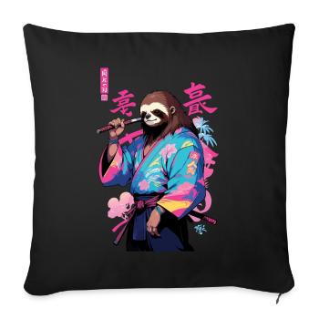 Samurai Faultier Aesthetic Vaporwave Stil Kunst - Sofakissenbezug 45 x 45 cm - Schwarz - Vorne