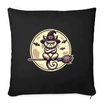 Funny Witch Cat Grumpy Magician Cat - Sofa pillowcase 17,3'' x 17,3'' (45 x 45 cm) - black - Front