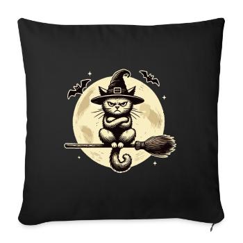 Funny Witch Cat Grumpy Magician Cat - Sofa pillowcase 17,3'' x 17,3'' (45 x 45 cm) - black - Front