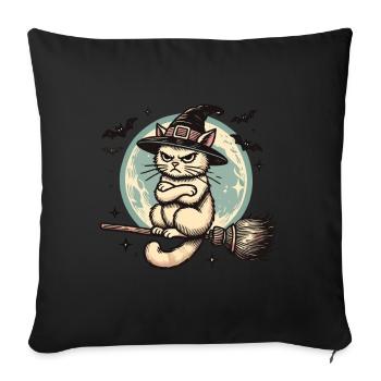Bad Mood Witch Cat Funny Magician Cat - Sofa pillowcase 17,3'' x 17,3'' (45 x 45 cm) - black - Front