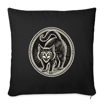 Chat Sorcier Noir Effrayant Mignon Halloween - Housse de coussin décorative 45 x 45 cm - noir - Devant