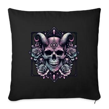 Pastel Goth Aesthetic Düsteres Skull Design - Sofakissenbezug 45 x 45 cm - Schwarz - Vorne