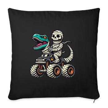 Dinosaur on Monster Truck Motorsport Lover - Sofa pillowcase 17,3'' x 17,3'' (45 x 45 cm) - black - Front