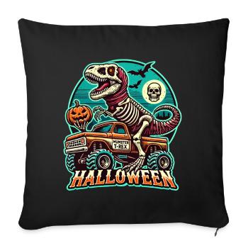 Dinosaur on Monster Truck Motorsport Lover - Sofa pillowcase 17,3'' x 17,3'' (45 x 45 cm) - black - Front