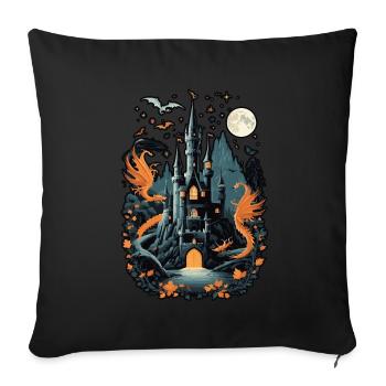Spooky Haunted Castle Magical Haunted Castle - Sofa pillowcase 17,3'' x 17,3'' (45 x 45 cm) - black - Front