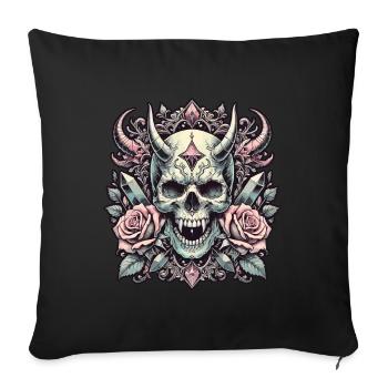 Pastel Goth Aesthetic Dark Skull Design - Sofa pillowcase 17,3'' x 17,3'' (45 x 45 cm) - black - Front
