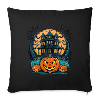 bricolageEffrayantMaison hantée Drôle Halloween - Housse de coussin décorative 45 x 45 cm - noir - Devant