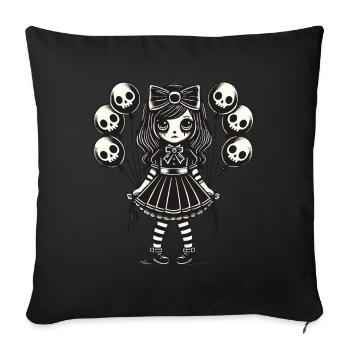 Kawaii Goth Fille Design gothique foncé - Housse de coussin décorative 45 x 45 cm - noir - Devant