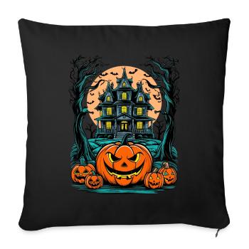 Maison hantée effrayante Villa hantée effrayante - Housse de coussin décorative 45 x 45 cm - noir - Devant