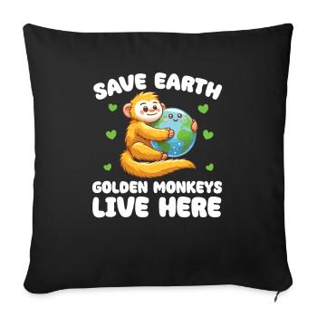 Save the Earth Golden monkeys live here Earth - Sofa pillowcase 17,3'' x 17,3'' (45 x 45 cm) - black - Front