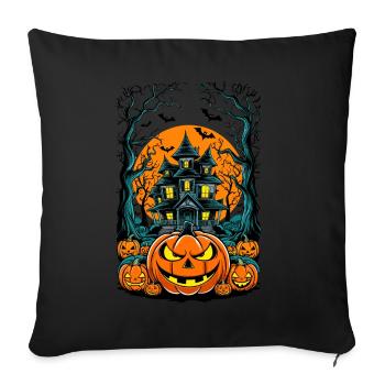 Maison hantée effrayante Villa hantée effrayante - Housse de coussin décorative 45 x 45 cm - noir - Devant