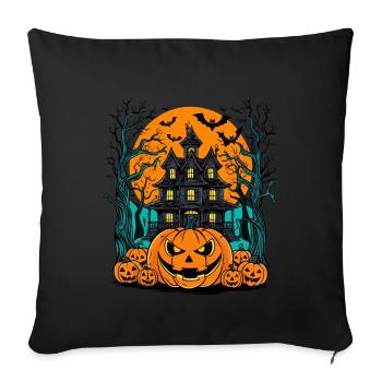 Maison hantée effrayante Villa hantée effrayante - Housse de coussin décorative 45 x 45 cm - noir - Devant