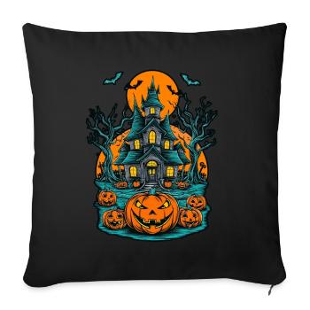Maison hantée effrayante Villa hantée effrayante - Housse de coussin décorative 45 x 45 cm - noir - Devant