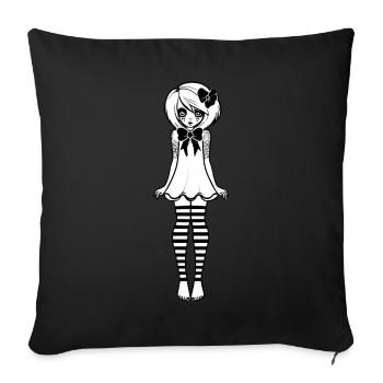 Kawaii Goth Fille Design gothique foncé - Housse de coussin décorative 45 x 45 cm - noir - Devant