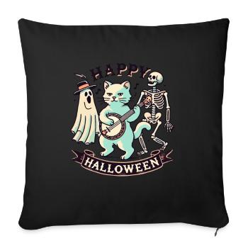 Joyeux Halloween Chat Drôle Chats Fête - Housse de coussin décorative 45 x 45 cm - noir - Devant