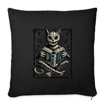 Chat effrayant Mage Chat gothique noir - Housse de coussin décorative 45 x 45 cm - noir - Devant
