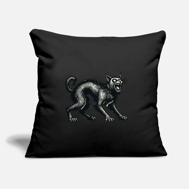 Chat sorcière noir effrayant Chat effrayant Housse de coussin décorative 45 x 45 cm