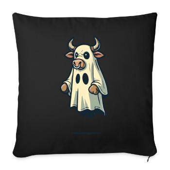 Drôle de vache fantôme bull feuille Halloween idée - Housse de coussin décorative 45 x 45 cm - noir - Devant