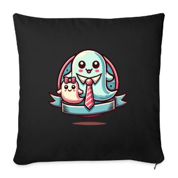 dad ghost father with child funny halloween - Sofa pillowcase 17,3'' x 17,3'' (45 x 45 cm) - black - Front