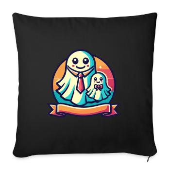 dad ghost father with child funny halloween - Sofa pillowcase 17,3'' x 17,3'' (45 x 45 cm) - black - Front