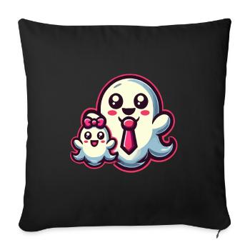 dad ghost father with child funny halloween - Sofa pillowcase 17,3'' x 17,3'' (45 x 45 cm) - black - Front