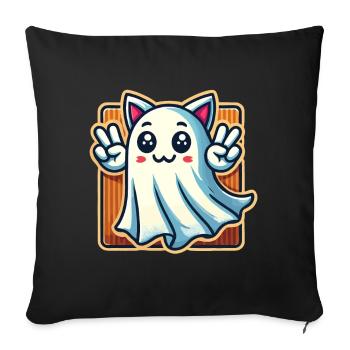 Cat Ears Ghost Kemonomimi Girl Costume Idea - Sofa pillowcase 17,3'' x 17,3'' (45 x 45 cm) - black - Front