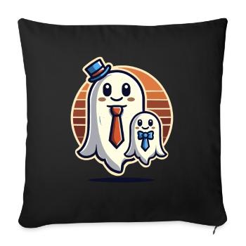 dad ghost father with child funny halloween - Sofa pillowcase 17,3'' x 17,3'' (45 x 45 cm) - black - Front