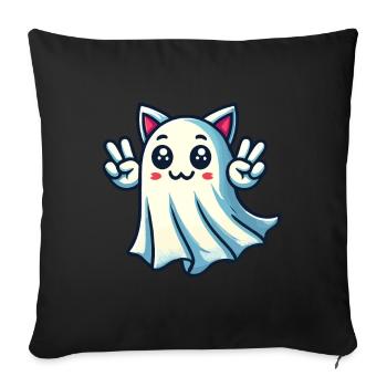 Oreilles de chat fantôme Costume idée Kemonomimi Fille - Housse de coussin décorative 45 x 45 cm - noir - Devant