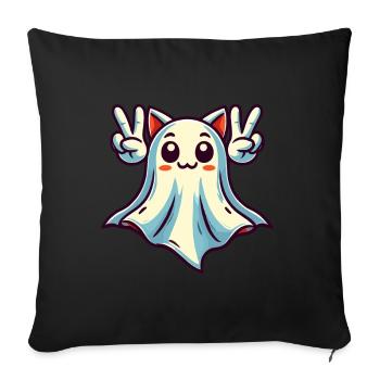 Oreilles de chat fantôme Kemonomimi fille Halloween - Housse de coussin décorative 45 x 45 cm - noir - Devant