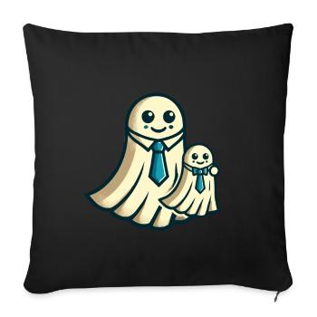 Dad Ghost Father with Child Funny Halloween - Sofa pillowcase 17,3'' x 17,3'' (45 x 45 cm) - black - Front
