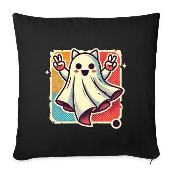 Oreilles de chat fantôme Kemonomimi fille Halloween - Housse de coussin décorative 45 x 45 cm - noir - Devant