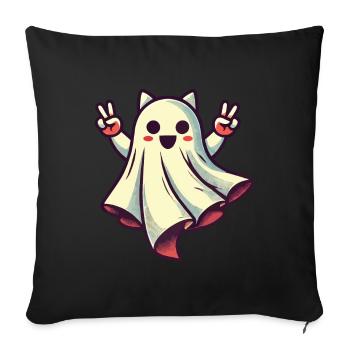 Oreilles de chat fantôme Kemonomimi fille idée de costume - Housse de coussin décorative 45 x 45 cm - noir - Devant