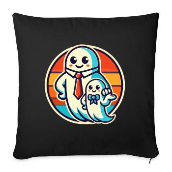 dad ghost father with child funny halloween - Sofa pillowcase 17,3'' x 17,3'' (45 x 45 cm) - black - Front
