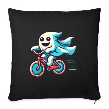Bicycle Riding Ghost Funny Ghost - Sofa pillowcase 17,3'' x 17,3'' (45 x 45 cm) - black - Front