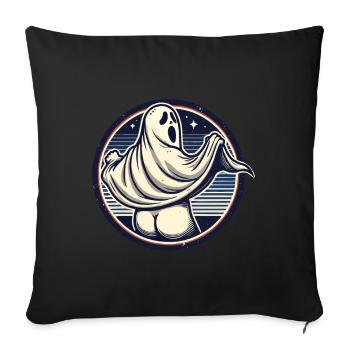 Funny Halloween Ghost Freak Under Sheet - Sofa pillowcase 17,3'' x 17,3'' (45 x 45 cm) - black - Front