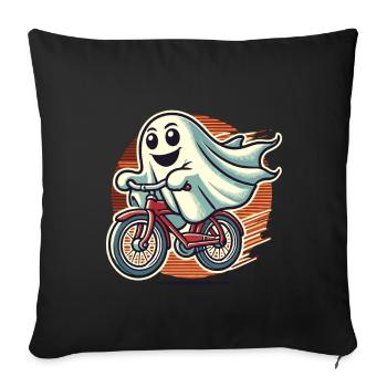 Bicycle Riding Ghost Funny Ghost - Sofa pillowcase 17,3'' x 17,3'' (45 x 45 cm) - black - Front