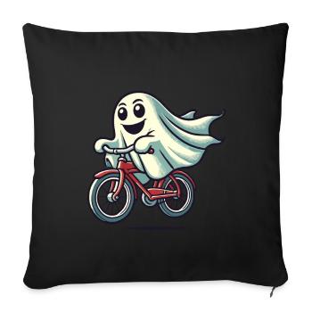 Bicycle Riding Ghost Funny Ghost - Sofa pillowcase 17,3'' x 17,3'' (45 x 45 cm) - black - Front