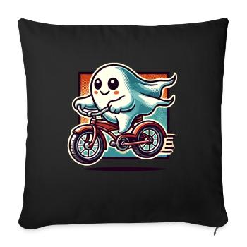 Bicycle Riding Ghost Funny Ghost - Sofa pillowcase 17,3'' x 17,3'' (45 x 45 cm) - black - Front