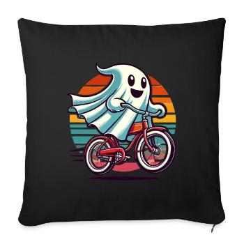 Bicycle Riding Ghost Funny Ghost - Sofa pillowcase 17,3'' x 17,3'' (45 x 45 cm) - black - Front