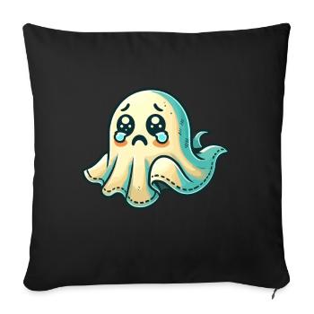 Sad Ghost Funny Ghost Design - Sofa pillowcase 17,3'' x 17,3'' (45 x 45 cm) - black - Front