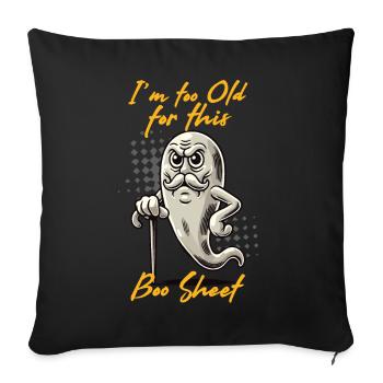 Vieux Boo Feuille Drôle Fantôme Dire Design - Housse de coussin décorative 45 x 45 cm - noir - Devant