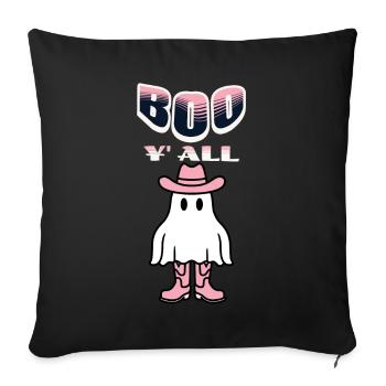 Boo y’all Cowboy Fille Fantômes Bonne humeur Rétro - Housse de coussin décorative 45 x 45 cm - noir - Devant