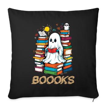 Cute Book Lover Ghost Funny Saying - Sofa pillowcase 17,3'' x 17,3'' (45 x 45 cm) - black - Front