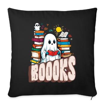 gruNiedliches Buchliebhaber Gespenst Lustiger Spru - Sofakissenbezug 45 x 45 cm - Schwarz - Vorne