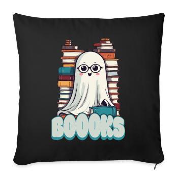 Cute Book Lover Ghost - Sofa pillowcase 17,3'' x 17,3'' (45 x 45 cm) - black - Front